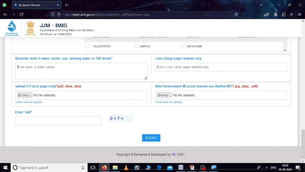 DESCRIBE WORK IN WATER SECTOR Experience and Upload Documents