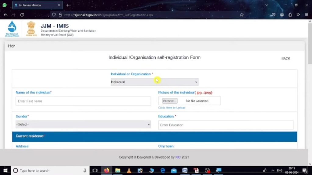INDIVIDUAL ORGANISATION SELF -REGISTRATION FORM