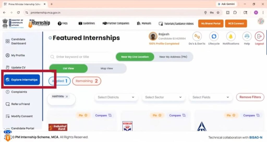 PM Internship Yojana EXPLORE INTERNSHIP