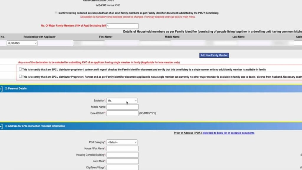 Fill PM Ujjwala Yojana Form
